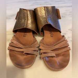 Pedro Garcia Metallic Bronze and Tan Sandals